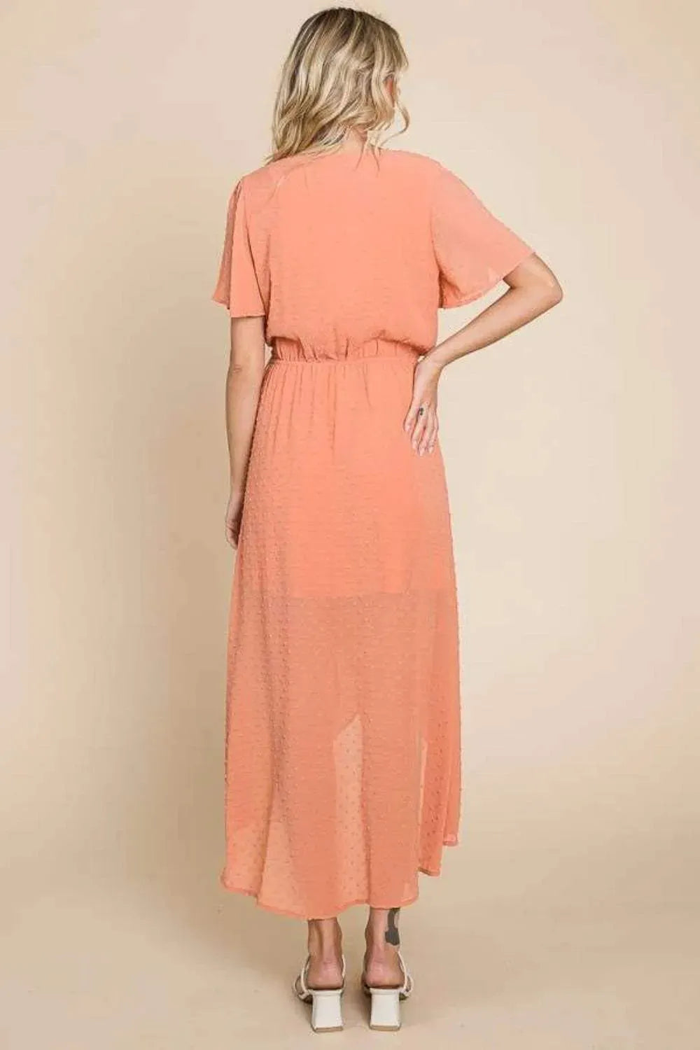 Culture Code Full Size Swiss Dot Tied Slit Short Sleeve Dress Casual Dresses - Tophatter Daily Deals