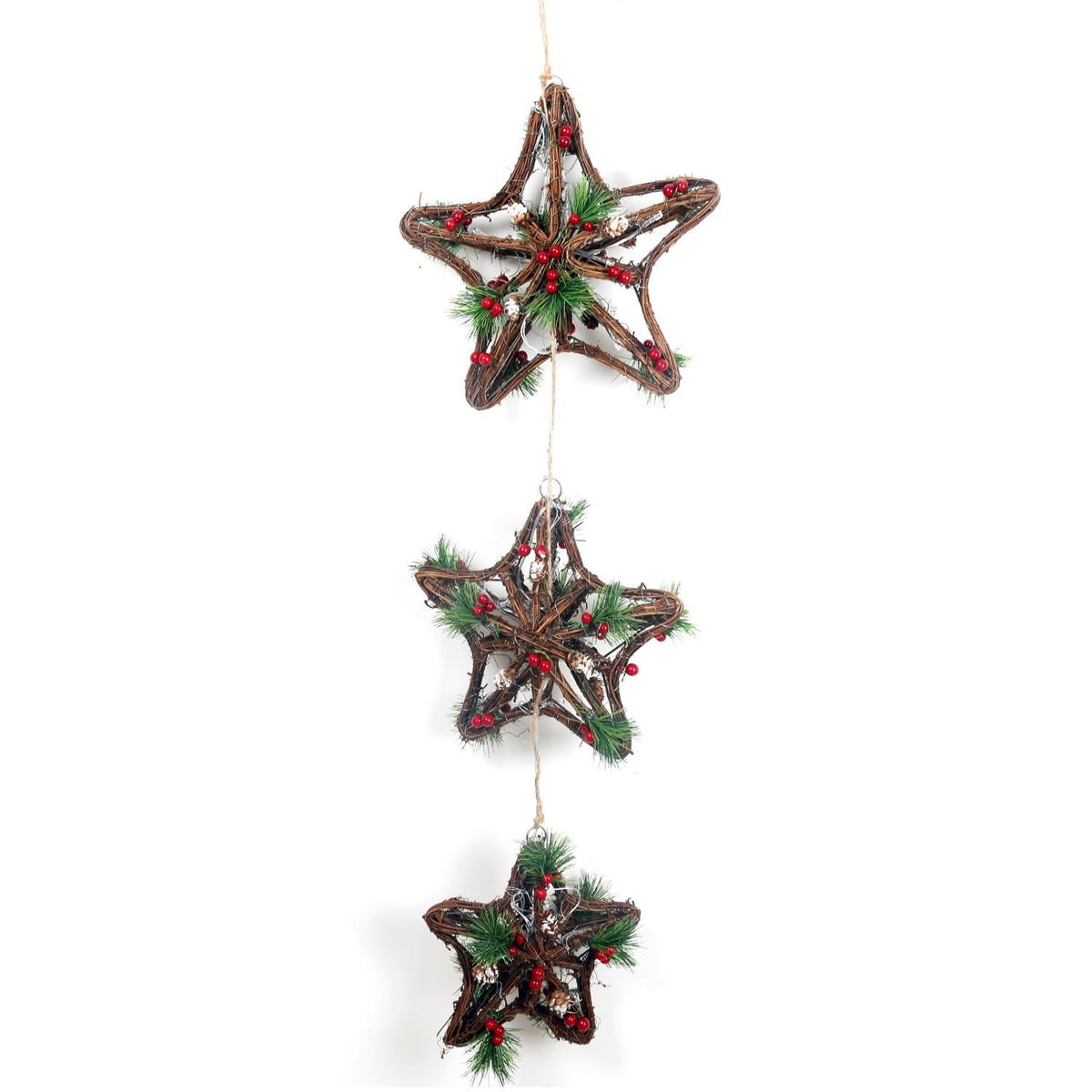 Battery Operated Flashing LED Light Up Triple Woven Wood Rattan Star Hanging Christmas Decoration Ornament - Tophatter Daily Deals