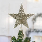 Champagne Gold Star Christmas Tree Topper | Gold Glitter Star Tree Topper - 23cm Tree Decoration - Tophatter Daily Deals