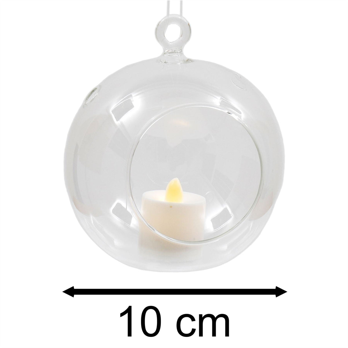 Clear Glass Bauble Tealight | Hanging Glass Ball Tea Light Holder & LED Candle LED Light - Tophatter Daily Deals