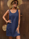 Decor Button Mini Tank Dress with Pockets Dark Navy Casual Dresses - Tophatter Daily Deals