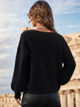 Soft Womens V Neck Sweater- Balloon Sleeves, Knit, For City 3D Changing Face Moving Picture Frame - Tophatter Daily Deals