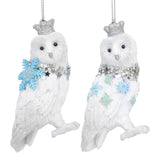 White Owl Christmas Tree Bauble | Resin Bird Christmas Tree Ornament - 9cm Baubles - Tophatter Daily Deals