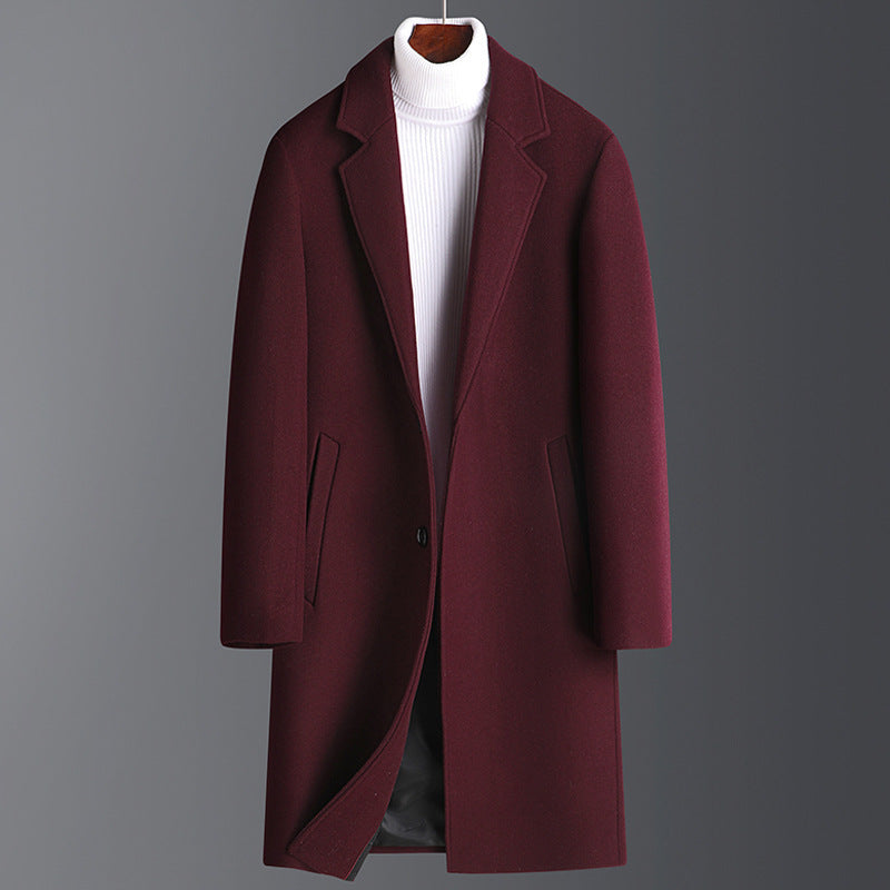 Warm Men’s Wool Coat - Korean Single-Breasted Velvet Wine Red 3D Changing Face Moving Picture Frame - Tophatter Daily Deals