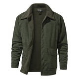 Warm Cozy Men's Jacket - Mid Length Corduroy Sherpa dark green - Tophatter Daily Deals