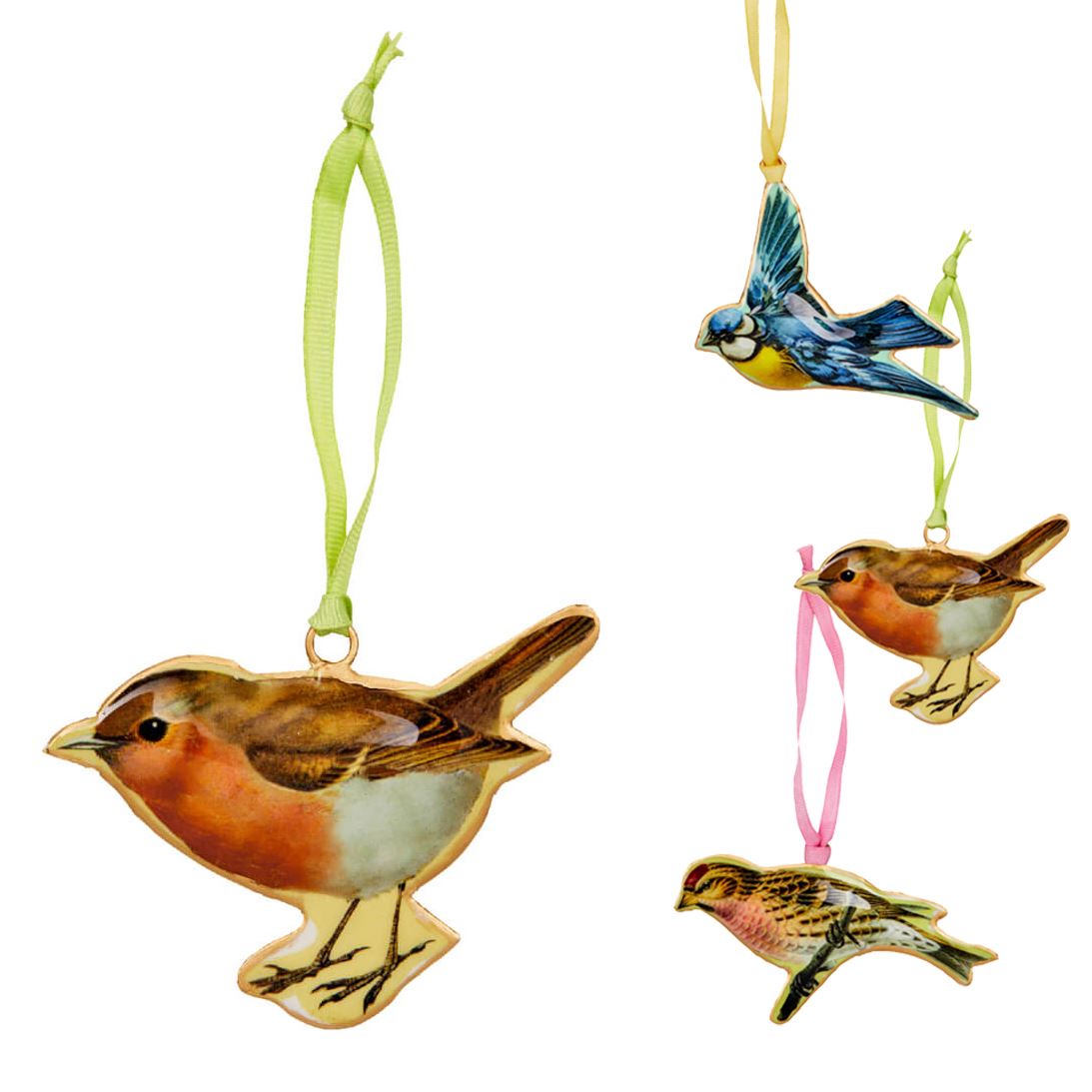 Bird Christmas Bauble | Vintage-Style Metal Tree Ornament with Hanging Ribbon Baubles - Tophatter Daily Deals