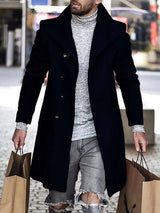 Autumn And Winter Woolen Cloth Overcoat Black 0 - Tophatter Daily Deals