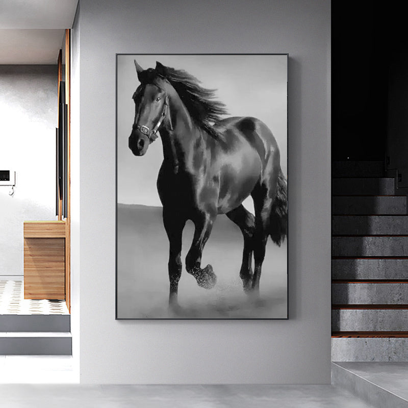 Art Canvas Animal Dark Horse Wall Art Living Room Home Decor 0 - Tophatter Daily Deals