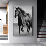 Art Canvas Animal Dark Horse Wall Art Living Room Home Decor 0 - Tophatter Daily Deals