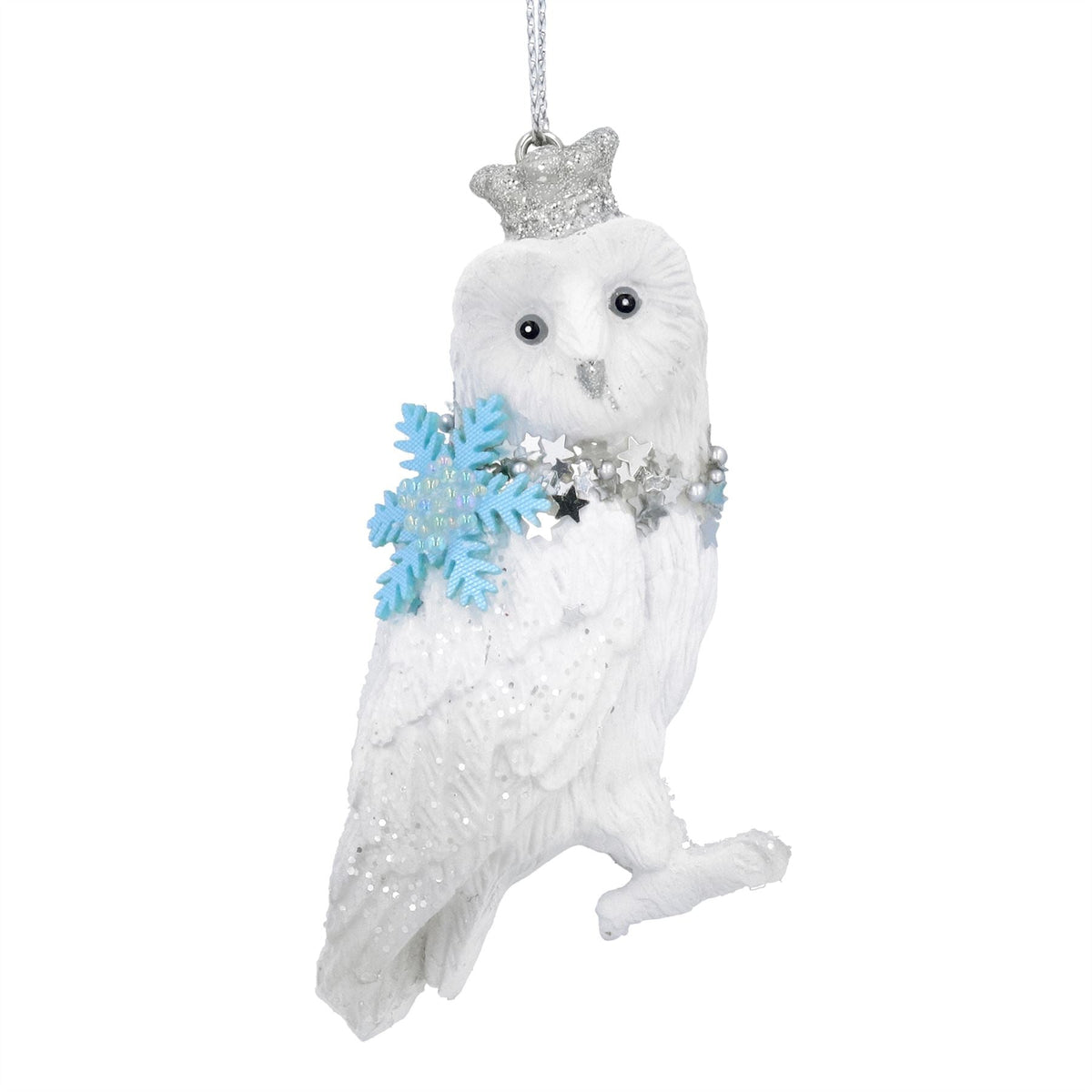 White Owl Christmas Tree Bauble | Resin Bird Christmas Tree Ornament - 9cm Baubles - Tophatter Daily Deals