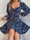 Printed Sweetheart Neck Balloon Sleeve Mini Dress Casual Dresses - Tophatter Daily Deals