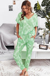 Tie-Dye V-Neck Tee and Joggers Lounge Set Loungewear Sets - Tophatter Daily Deals