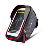Bicycle Bag, Touch Screen Phone Bag, Mountain Bike Front Beam Bag, Cycling Bag, Handlebar Bag Black red 0 - Tophatter Daily Deals