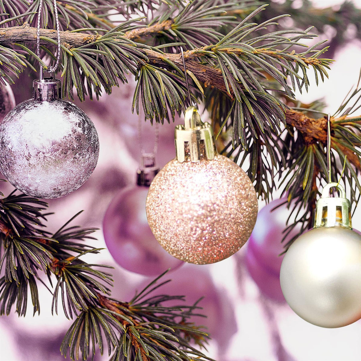 24 Piece Gold And Pink Mini Christmas Baubles | Christmas Tree Decorations | Gold Xmas Baubles Christmas Decor Baubles - Tophatter Daily Deals