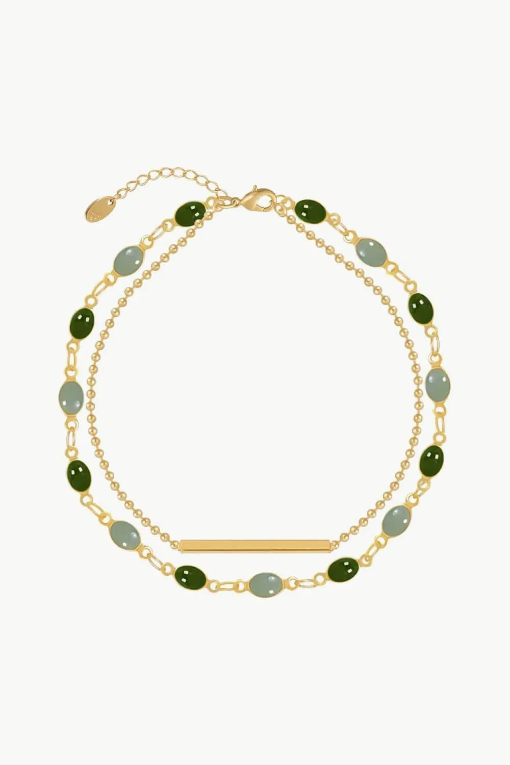 Alloy Double-Layered Bracelet Gold Green One Size Bracelets - Tophatter Daily Deals