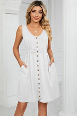 Buttoned Wide Strap Mini Dress Casual Dresses - Tophatter Daily Deals