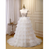 Beautiful Girl Suspender Wedding Dress With Elegant Train 0 - Tophatter Daily Deals
