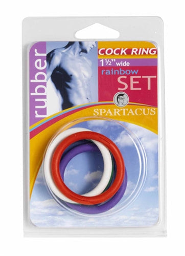 Spartacus Rainbow Rubber Cock Ring Set 1.5 Inch > Cock Ring > Sets - Tophatter Daily Deals