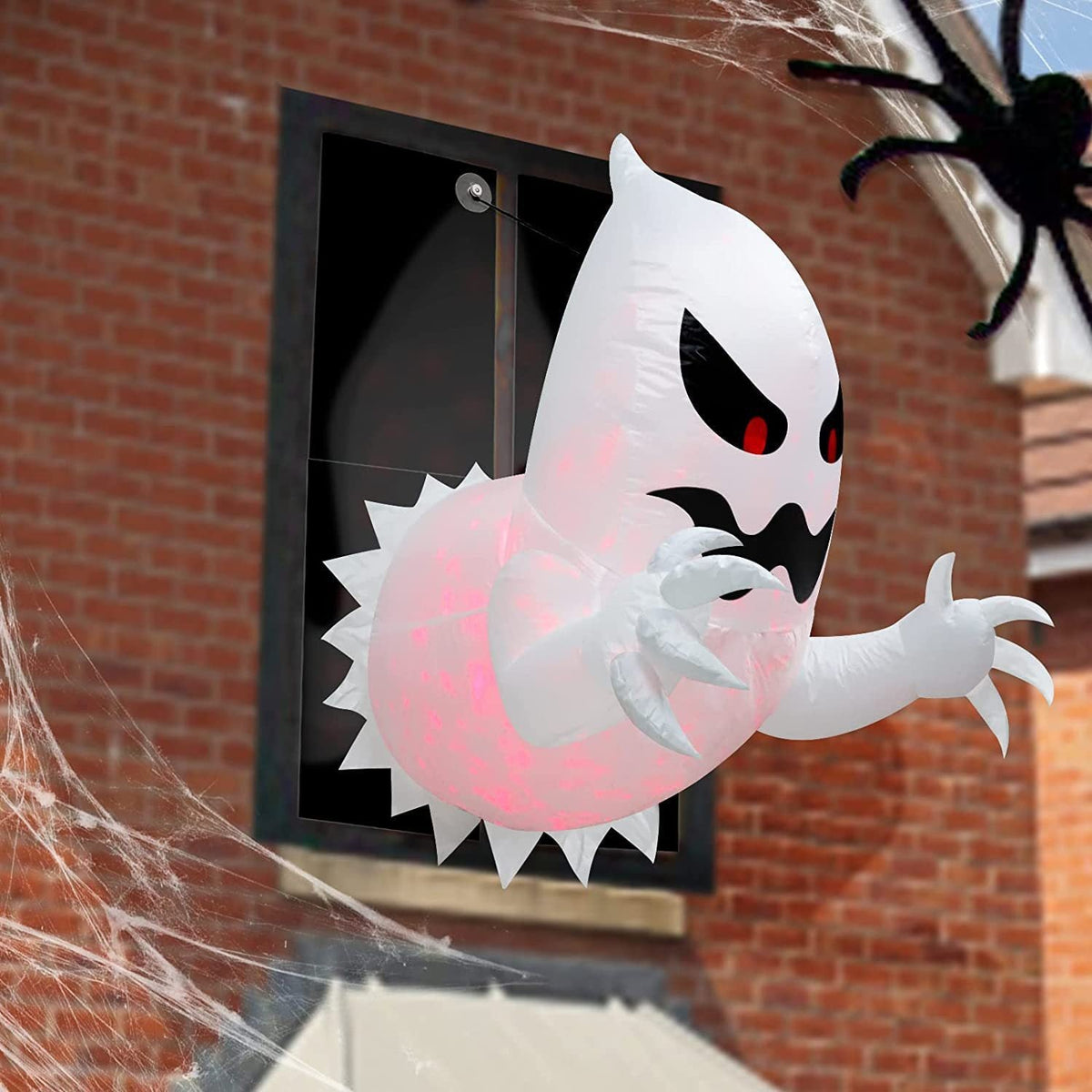 Inflatable Ghost 1.4m Polyester Yard Halloween Decor 3D Changing Face Moving Picture Frame - Tophatter Daily Deals