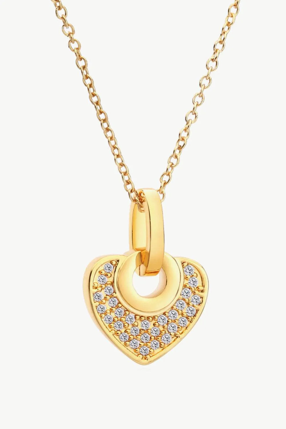 Crystal Heart Pendant Necklace Gold One Size Necklaces - Tophatter Daily Deals