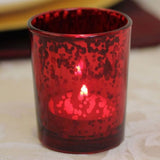 Red Speckled Tealight Holder | Red Mercury Effect Glass Tealight Holder | Glass Candle Holder Candle Pot Candle Holder - Tophatter Daily Deals