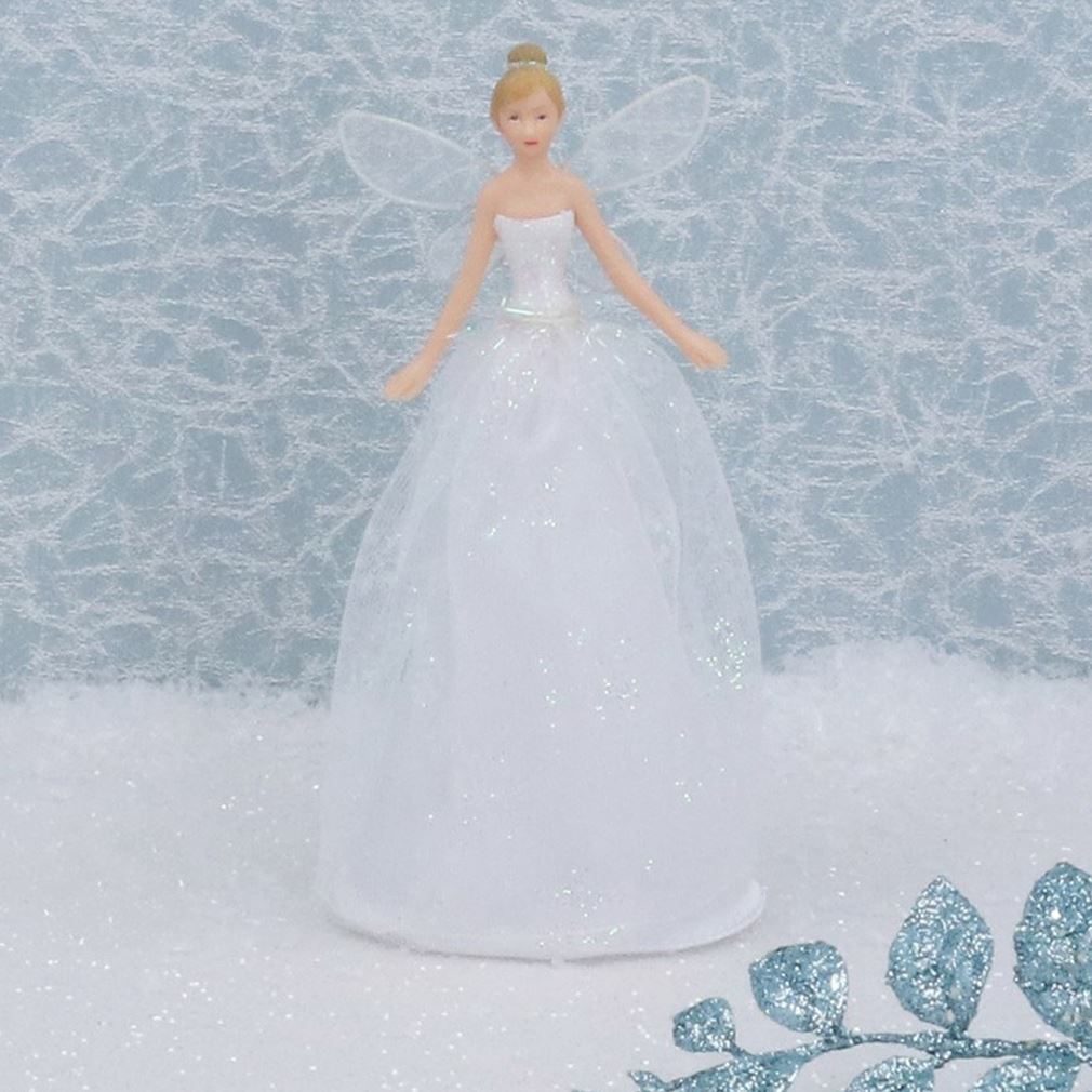 White Angel Christmas Tree Topper | Iridescent Fairy Angel Tree Ornament - 19cm Tree Decoration - Tophatter Daily Deals
