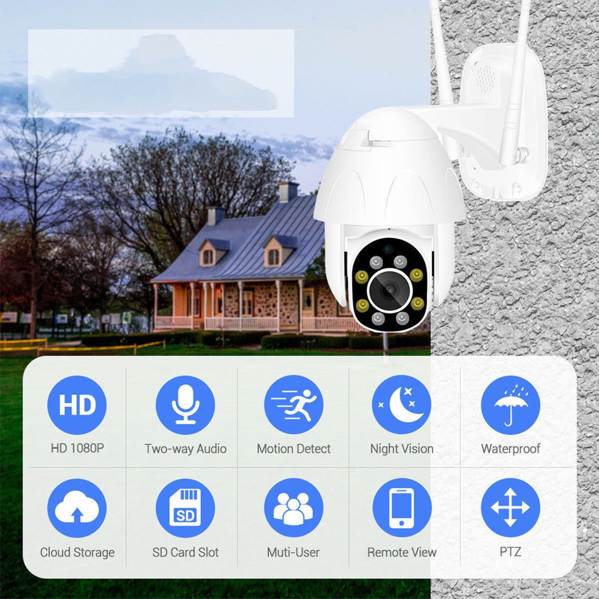360 Degree Night Vision HD Outdoor Security Camera 0 - Tophatter Daily Deals