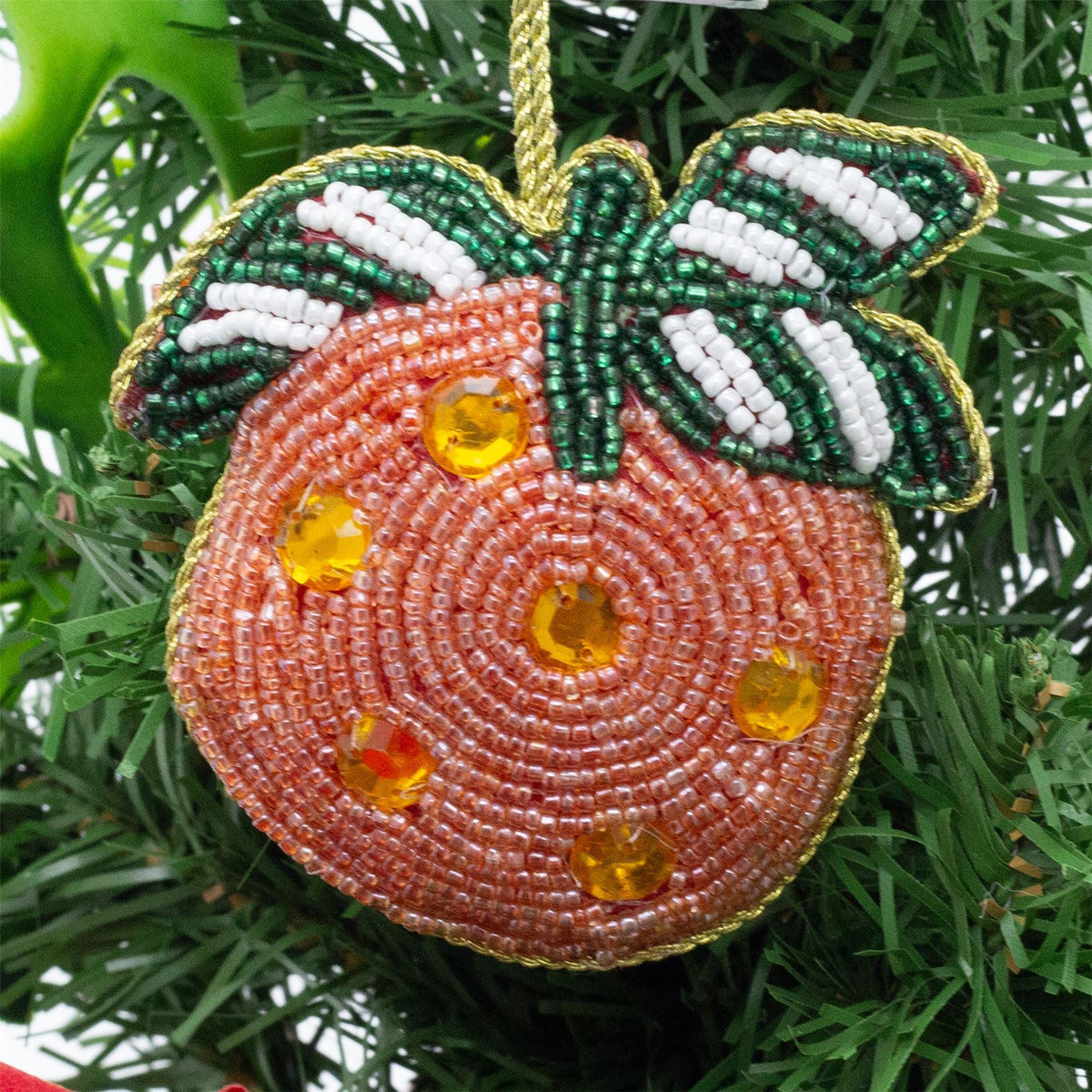 Orange Beaded Christmas Tree Bauble | Colourful Fruit-shaped Tree Ornaments Baubles - Tophatter Daily Deals