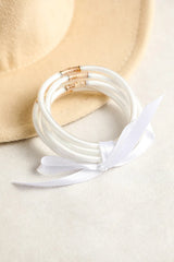 White Glitter Bowknot Layered Jelly Bracelet Bracelets - Tophatter Daily Deals