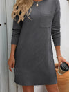 Mandy Striped Round Neck Long Sleeve Mini Dress Casual Dresses - Tophatter Daily Deals