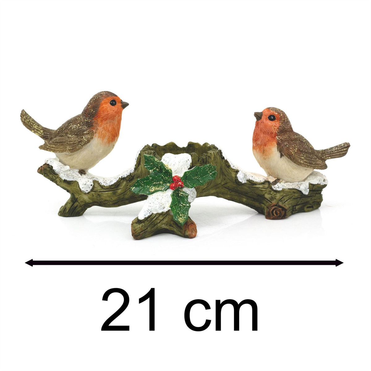 Winter Robins Christmas Tealight Holder | Festive Holly Candle Holder - 21cm Candle Holder - Tophatter Daily Deals