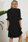 Notched Flounce Sleeve Mini Dress Casual Dresses - Tophatter Daily Deals