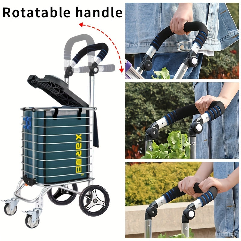 Folding Trolley with Cover for Kitchen and Dining Kitchen Islands & Carts - Tophatter Daily Deals