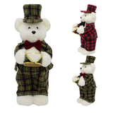 Drumming Christmas Bear Decoration | White Bear in Tartan Uniform with Drum 42cm Ornament - Tophatter Daily Deals