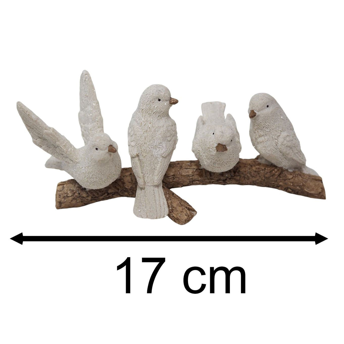 Winter Birds on Branch Figurine | 5 Birds Wildlife Christmas Ornament - 15cm Ornament - Tophatter Daily Deals