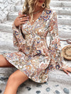 Printed Surplice Neck Flare Sleeve Dress Casual Dresses - Tophatter Daily Deals