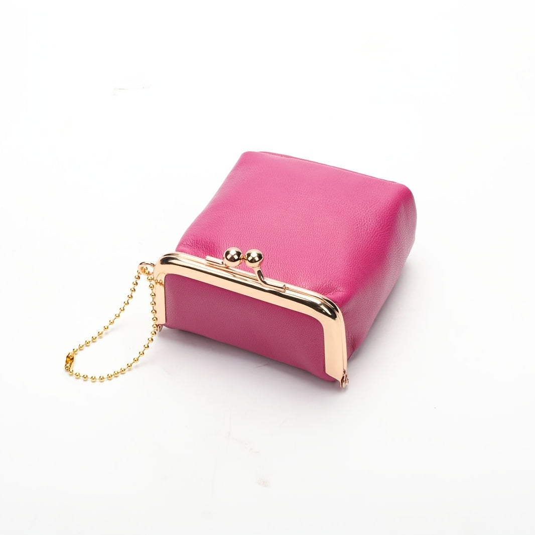 Smooth Leather Kiss Lock Mini Bag with Ball Chain, 3.5 Inch Handbags & Wallets - Tophatter Daily Deals
