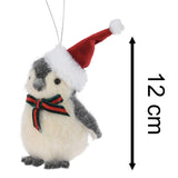 Penguin Christmas Bauble | Grey Wool Penguin Christmas Tree Ornament - 11cm Baubles - Tophatter Daily Deals