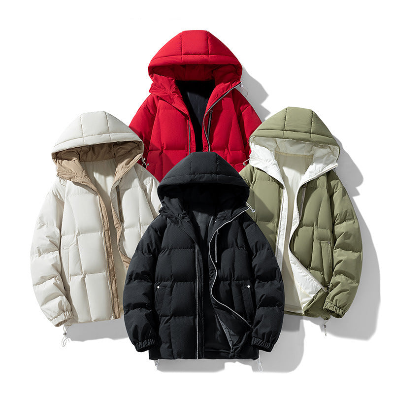 Warm Men's Puffer Coat - Boxy Quilted Hooded, Cotton Winter 3D Changing Face Moving Picture Frame - Tophatter Daily Deals