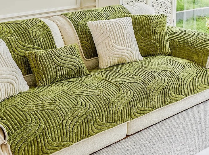 Autumn And Winter Thickening Non-slip Plush Sofa Cushion Green 0 - Tophatter Daily Deals