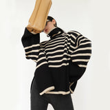 Oversized Women Turtleneck Sweater - Slit Knit, Warm Black One size 3D Changing Face Moving Picture Frame - Tophatter Daily Deals