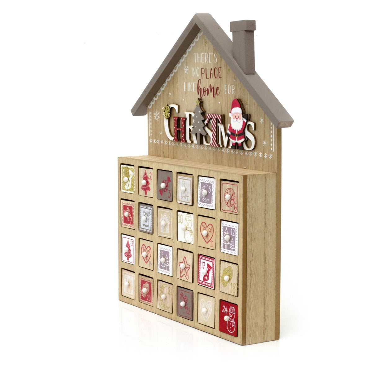 Wooden House Christmas Advent Calendar | Santa Fill Your Own Calendar - 31x35cm Advent Calendar - Tophatter Daily Deals