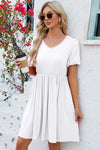 V-Neck Balloon Short Sleeve Dress Casual Dresses - Tophatter Daily Deals