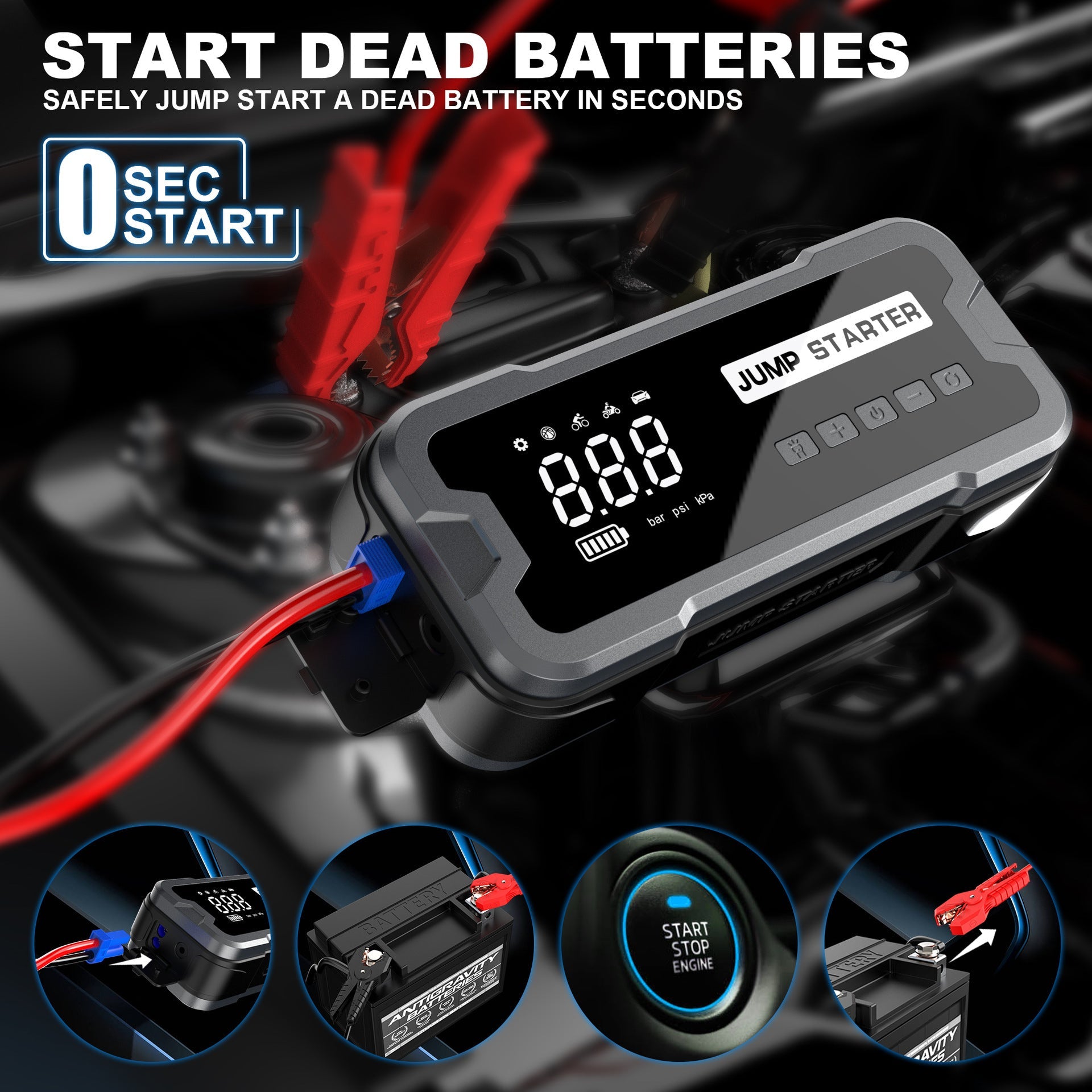 Automobile Emergency Start Power Source Car Built-in Inflatable 0 - Tophatter Daily Deals