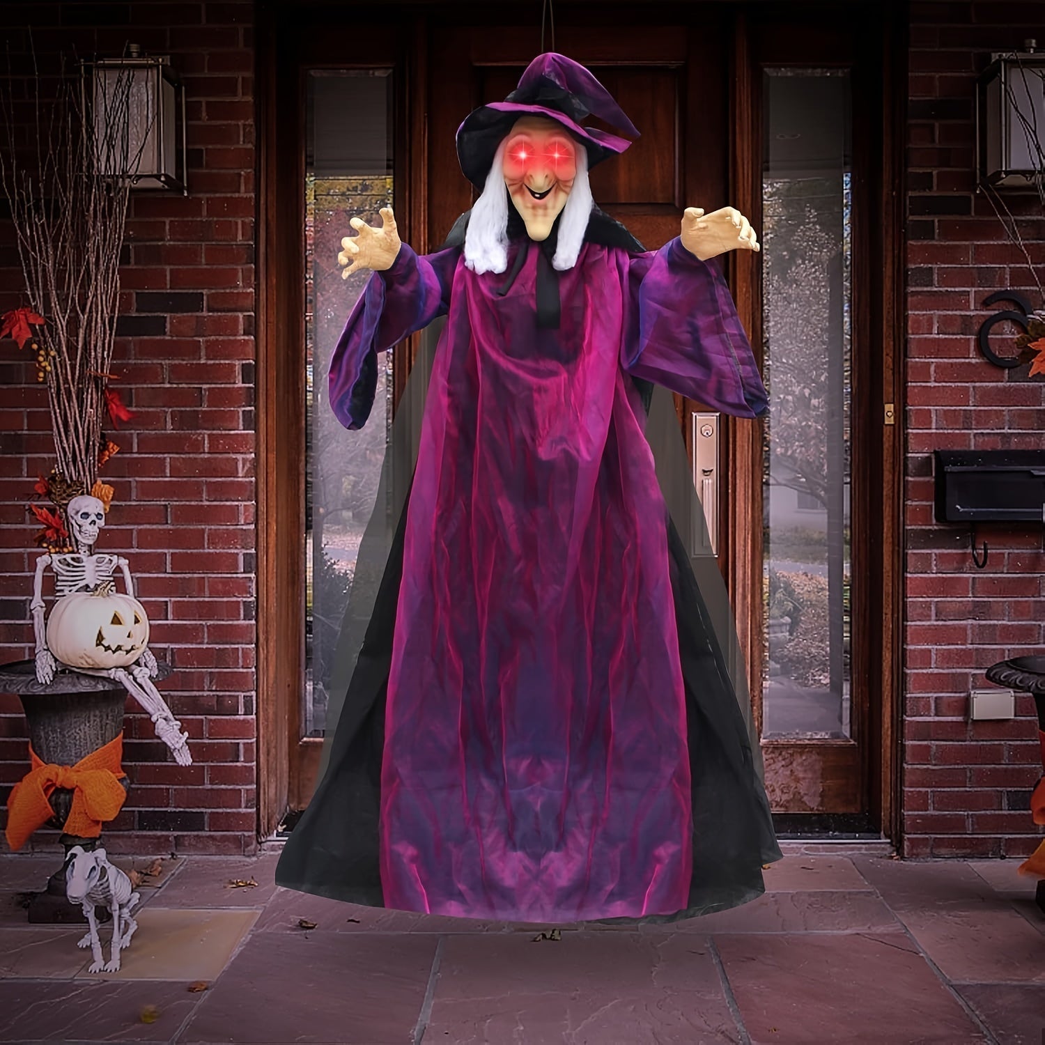 Animated Hanging Witch with Light-Up Eyes Halloween - Tophatter Daily Deals