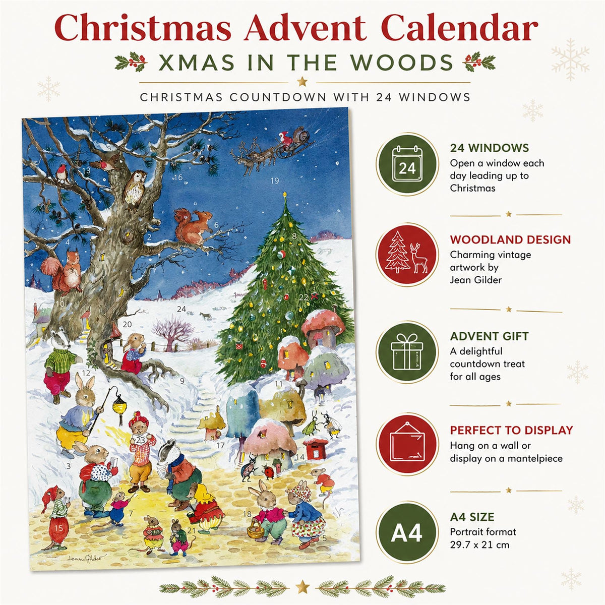 Christmas in the Woods A4 Advent Calendar, Vintage Picture Advent Calendar Advent Calendar - Tophatter Daily Deals