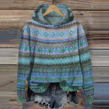 Warm Cozy Women’s Hoodie - Vintage Knit Pattern, Casual Blue - Tophatter Daily Deals