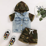 Boys' Summer Hooded Children's Casual Camouflage Shorts Army Green 0 - Tophatter Daily Deals