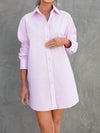 Button Up Long Sleeve Mini Shirt Dress Blush Pink Casual Dresses - Tophatter Daily Deals