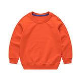Boys Korean Round Neck Solid Color Loose Long Sleeve Pullover Orange 7 - Tophatter Daily Deals